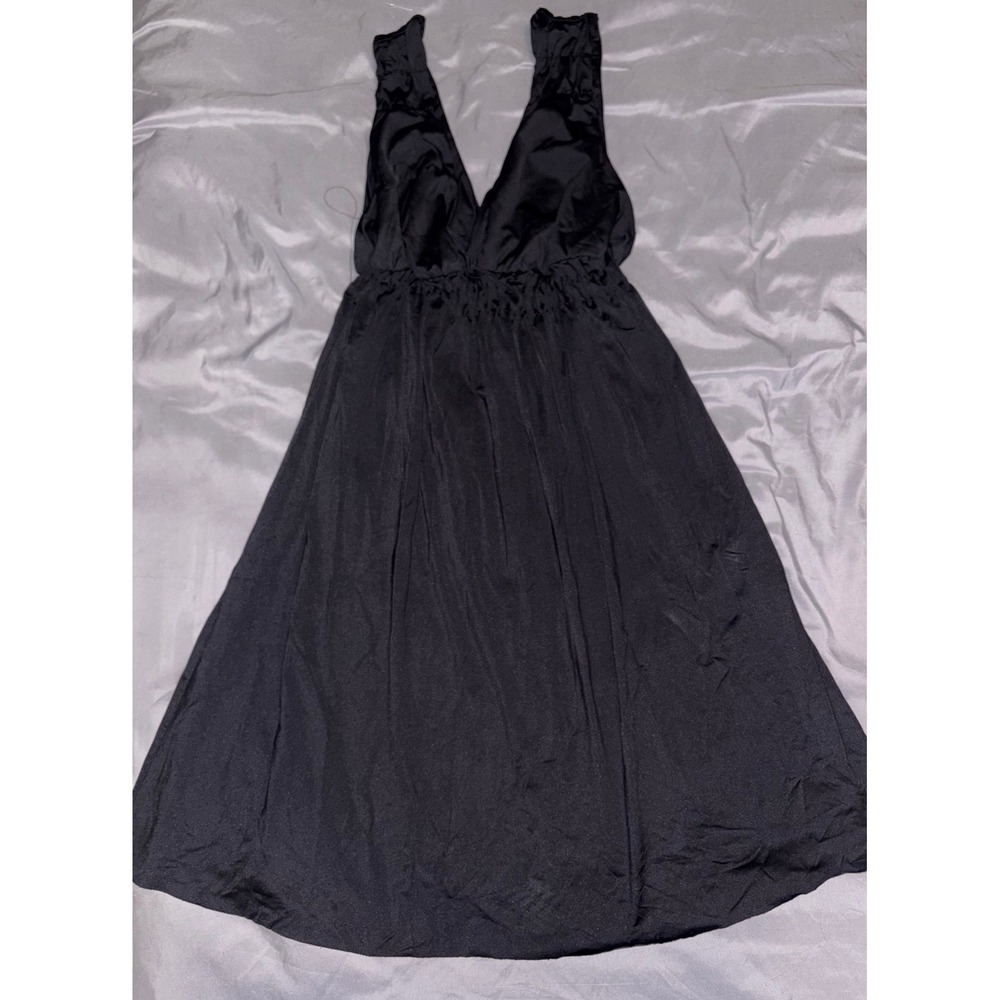 Anne Cole Collection Black V Neck Swim Dress Coverup Mini Dress, Large
